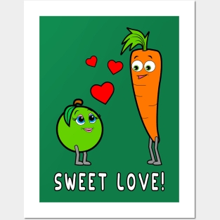 Apple and Carrot in Love Posters and Art